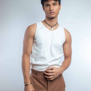 Men’s Ribbed Tank Top in White